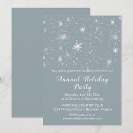 Silver Blue Snowflakes Schnee Weihnachten Party Einladung
