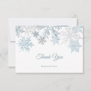 Silver Blue Snowflakes Weihnachten Winter Hochzeit Dankeskarte