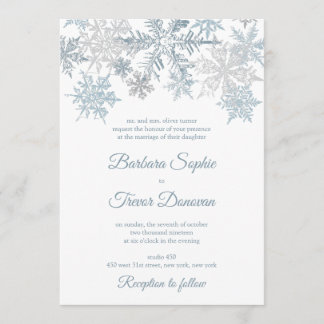 Silver Blue Snowflakes Weihnachten Winter Hochzeit Einladung