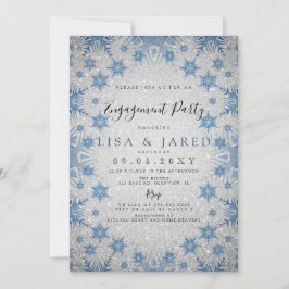 Silver Blue Snowflakes Winter Engagement Party Einladung