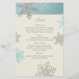 Silver Blue Snowflakes Winter Wedding Menu Card