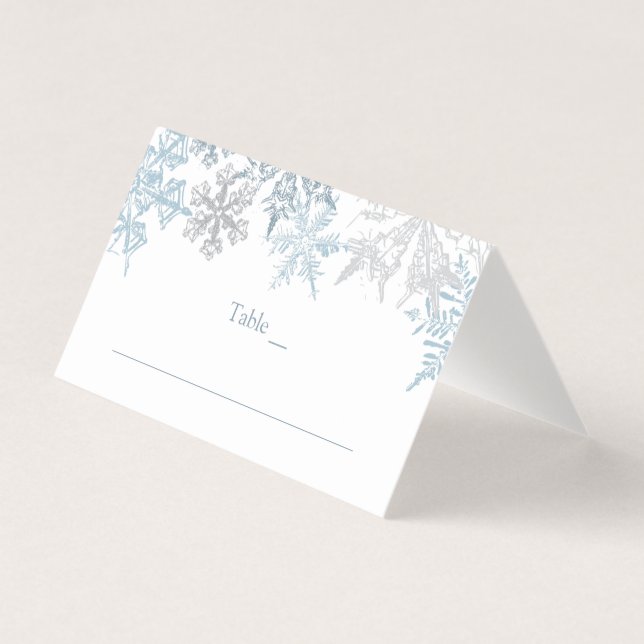 Silver Blue Snowflakes Winter Wedding Platzkarte Visitenkarten (Vorderseite)