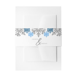 Silver Blue Snowflakes Winterhochzeit Einladungsbanderole