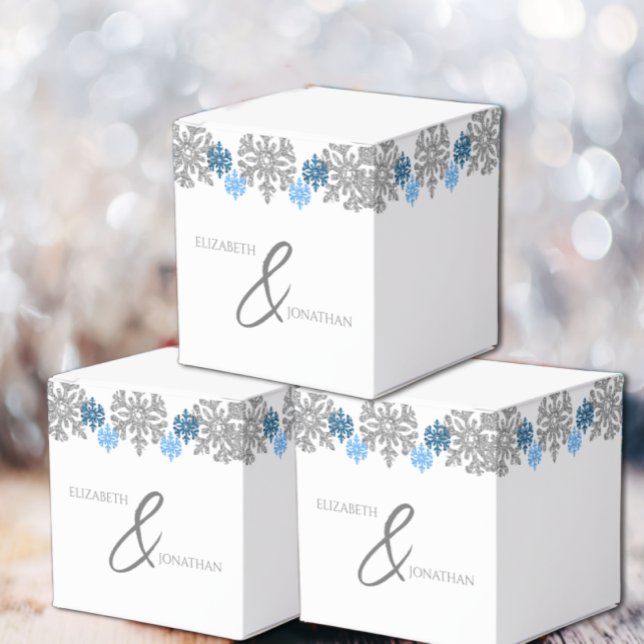 Silver Blue Snowflakes Winterhochzeit Geschenkschachtel (Von Creator hochgeladen)