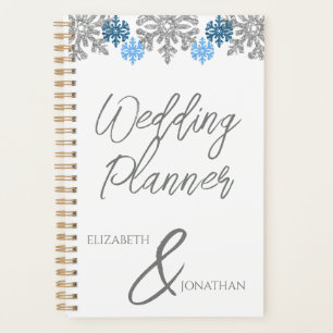 Silver Blue Snowflakes Winterhochzeit Planer