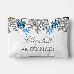 Silver Blue Snowflakes Winterhochzeit Zubehörtasche