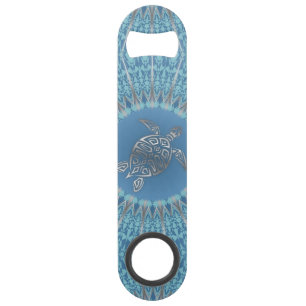 Silver Blue Turtle Mandala Animal Speedflaschenöffner