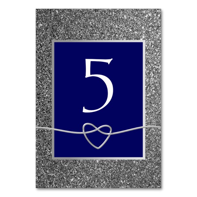 Silver Blue Wedding Tischnummer (Vorderseite)