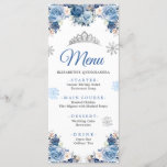 Silver Blue Winter Magic Snowflake Mis Quince Menükarte<br><div class="desc">Silver Blue Winter Magic Snowflake Mis Quince Menu Card</div>