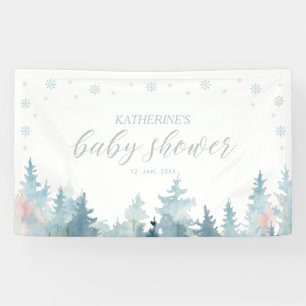 Silver & Blue Winter Wonderland Baby Dusche Banner