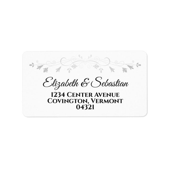 Silver Blüh Elegant Wedding Address Label Adressaufkleber (Vorne)