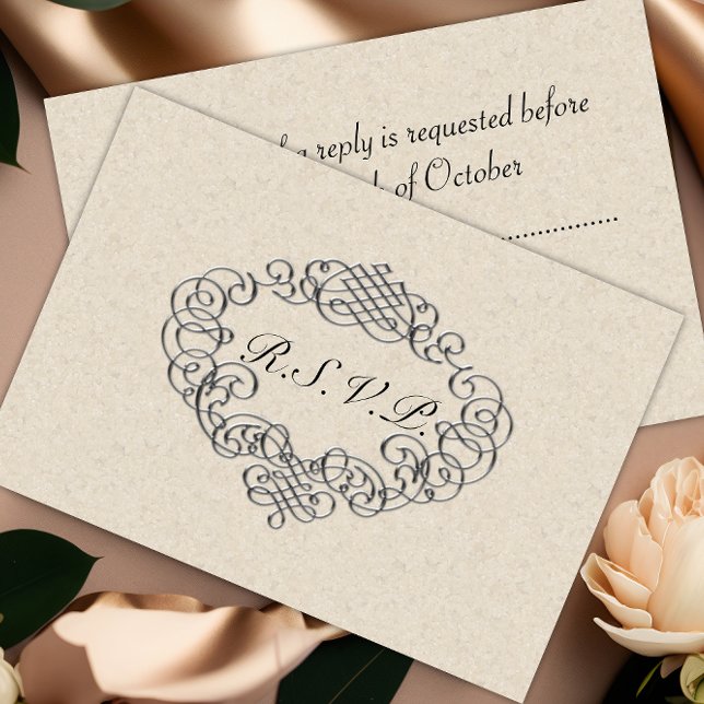 Silver Blüh Wedding RSVP Karte (Von Creator hochgeladen)