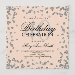 Silver Blush Pink Glitzer Confetti 40. Geburtstag Einladung
