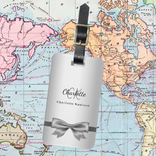 Silver-Bogen-Monogramm-Initialen elegant Gepäckanhänger