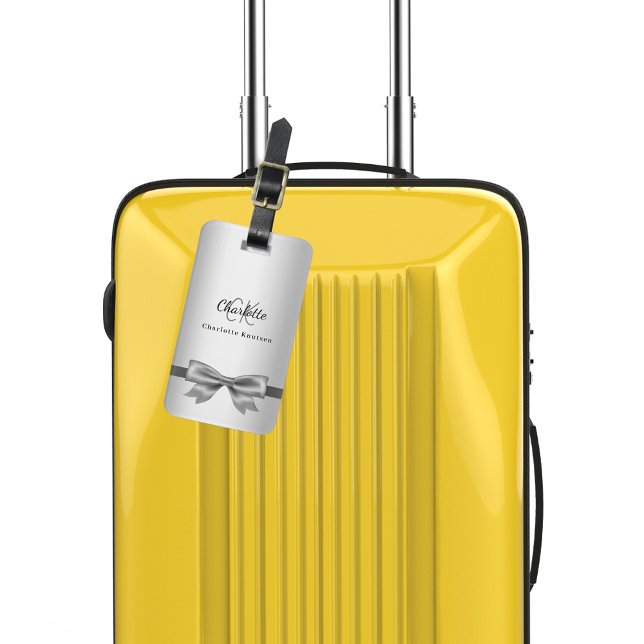 Silver-Bogen-Monogramm-Initialen elegant Gepäckanhänger (Von Creator hochgeladen)