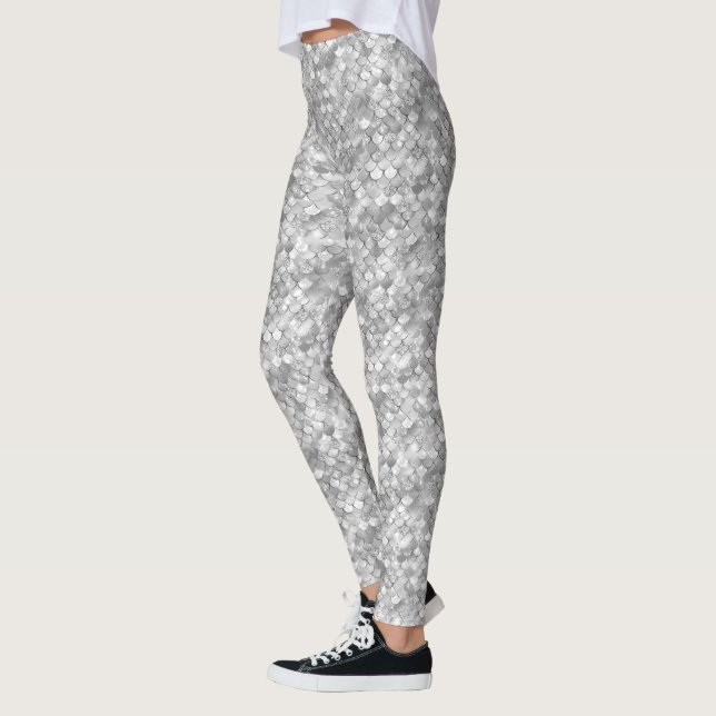 Silver Bokeh Glitzer Mermaid Leggings (Links)