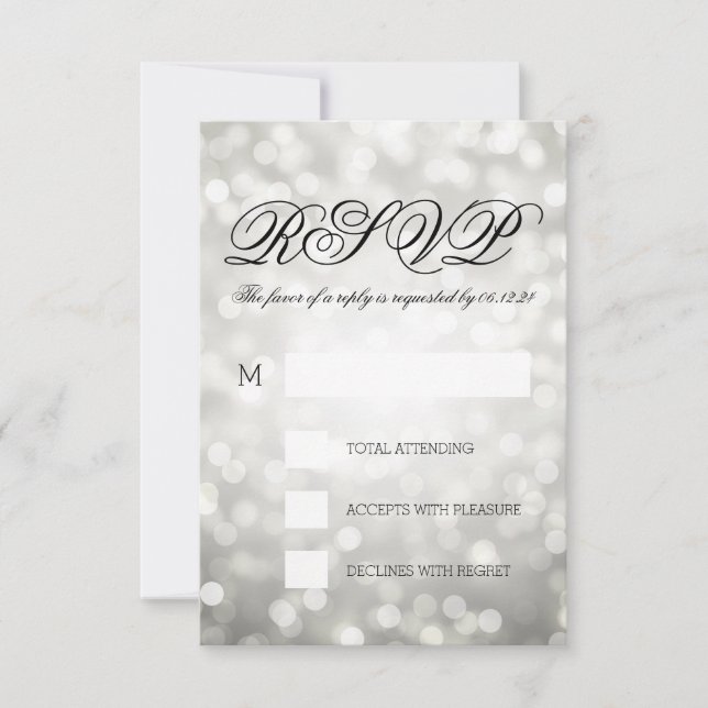 Silver Bokeh Lights Elegante Wedding UAWG RSVP Karte (Vorderseite)