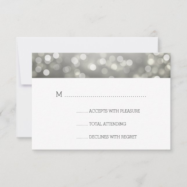 Silver Bokeh Lights Elegante Wedding UAWG RSVP Karte (Vorderseite)