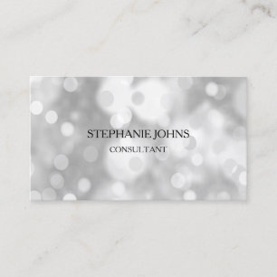Silver Bokeh Patterns Monogramm Name Schwarz-weiß Visitenkarte