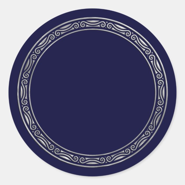 Silver Border Frame für Ihre Aufnahme Runder Aufkleber (Vorderseite)