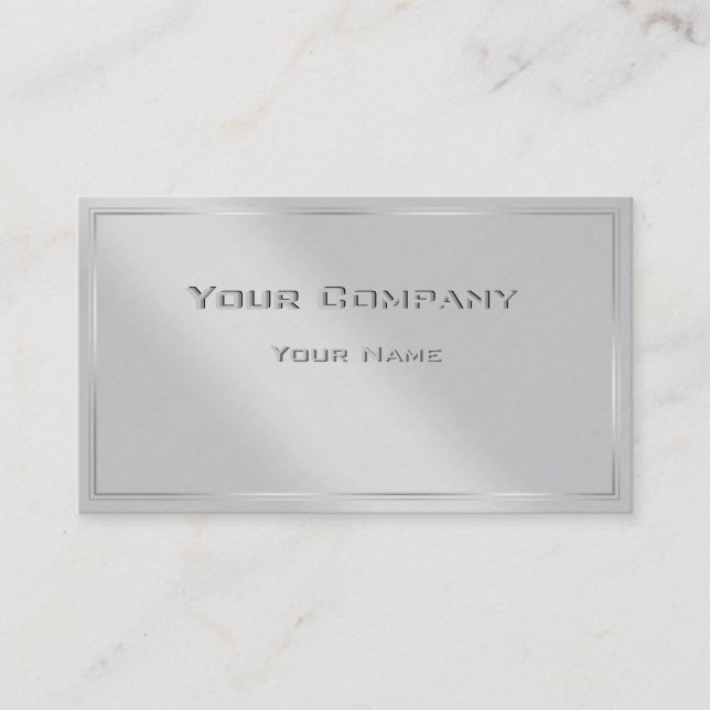 Silver Border Minimal Corporate Business Card Visitenkarte (Vorderseite)