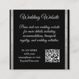 Silver Border on Black Wedding Begleitkarte