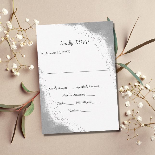 Silver Border with Food Entrees Wedding RSVP Card (Von Creator hochgeladen)