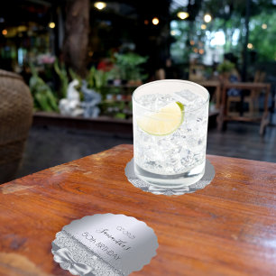 Silver-bow-elegante Geburtstagsparty Untersetzer