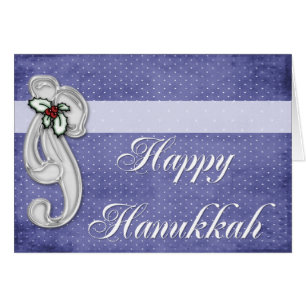 Silver Bow Happy Hanukkah Grußkarte