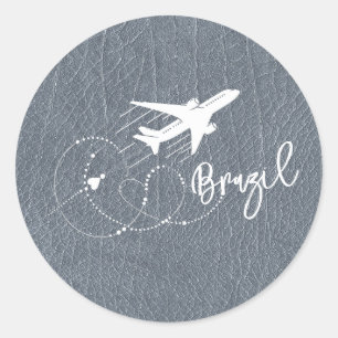 Silver Brazil Passport Runder Aufkleber