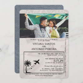 Silver Brazil Passport Wedding Einladung