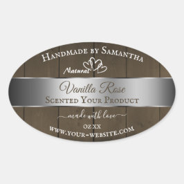 Silver Brown Wood Grain Packing Labels Ovaler Aufkleber