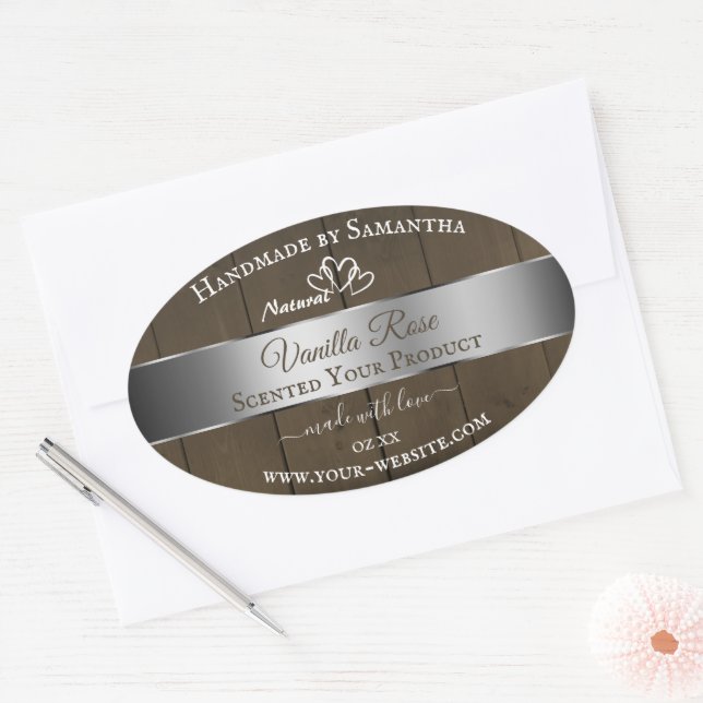 Silver Brown Wood Grain Packing Labels Ovaler Aufkleber (Umschlag)