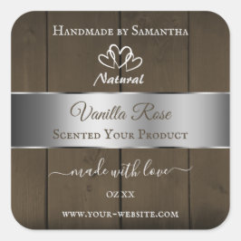 Silver Brown Wood Grain Packing Labels Quadratischer Aufkleber