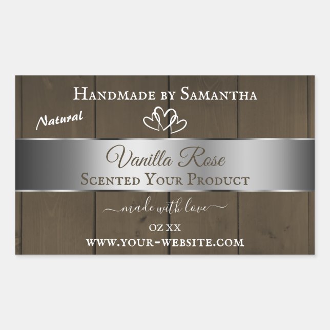 Silver Brown Wood Grain Packing Labels Rechteckiger Aufkleber (Vorderseite)