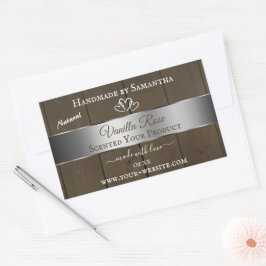 Silver Brown Wood Grain Packing Labels Rechteckiger Aufkleber