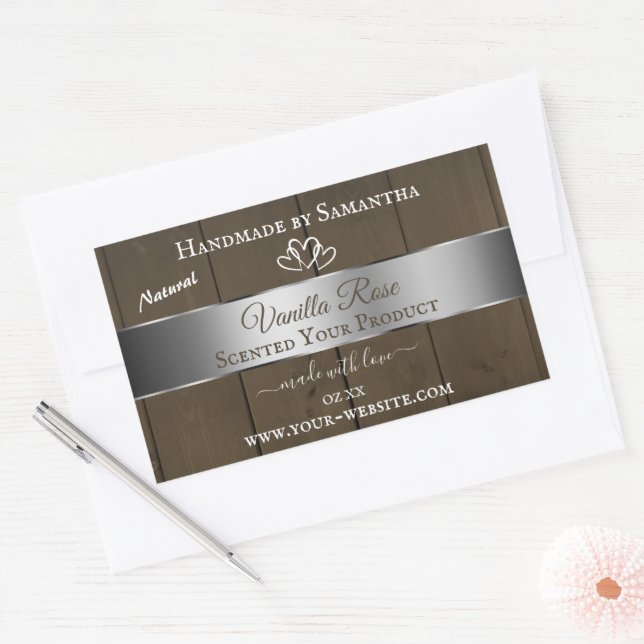 Silver Brown Wood Grain Packing Labels Rechteckiger Aufkleber (Umschlag)