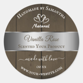 Silver Brown Wood Grain Packing Labels Runder Aufkleber