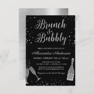 Silver Brunch & Bubbly Brautparty Einladung