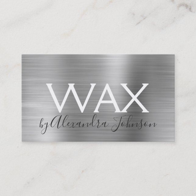 Silver Brushed Metal Beauty Wax Visitenkarte (Vorderseite)