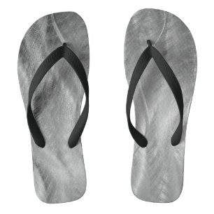 Silver Brushed Metal Flip Flops