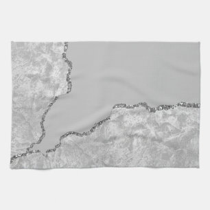 Silver Brushed Metal Glitzer Geschirrtuch