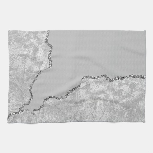 Silver Brushed Metal Glitzer Geschirrtuch (Horizontal)