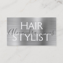 Silver Brushed Metal Hair Stylist Visitenkarte