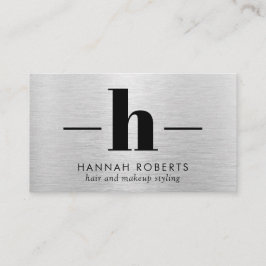 Silver Brushed Metal Letter H Monogram Hair Makeup Visitenkarte