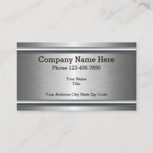 Silver Brushed Metal Look Modernes Design Visitenkarte