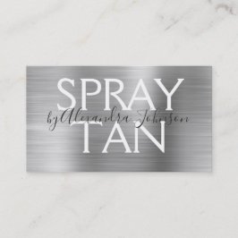 Silver Brushed Metal Spray Tan Visitenkarte