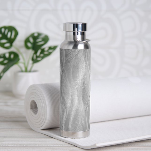 Silver Brushed Metal Trinkflasche (Yoga)