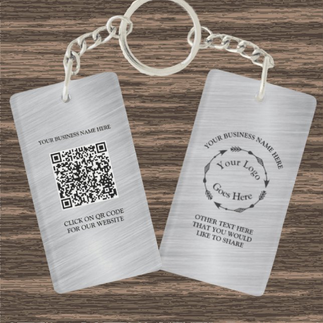 Silver Brushmetal-Logo und QR-Code Akryllisch Schlüsselanhänger (Von Creator hochgeladen)