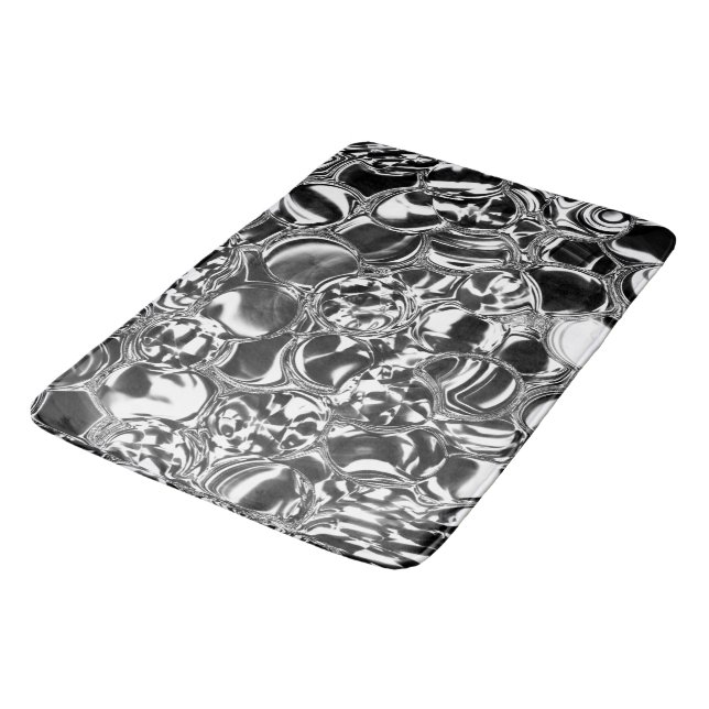 Silver bubbles with glass or metal tone badematte (Schrägansicht)